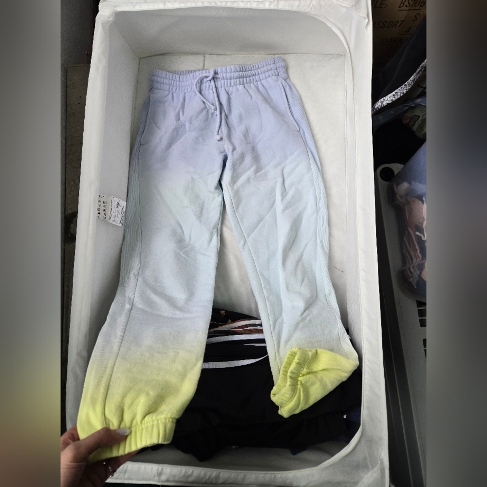TNA Blue and Purple Yellow Ombré Boyfriend Joggers Aritzia